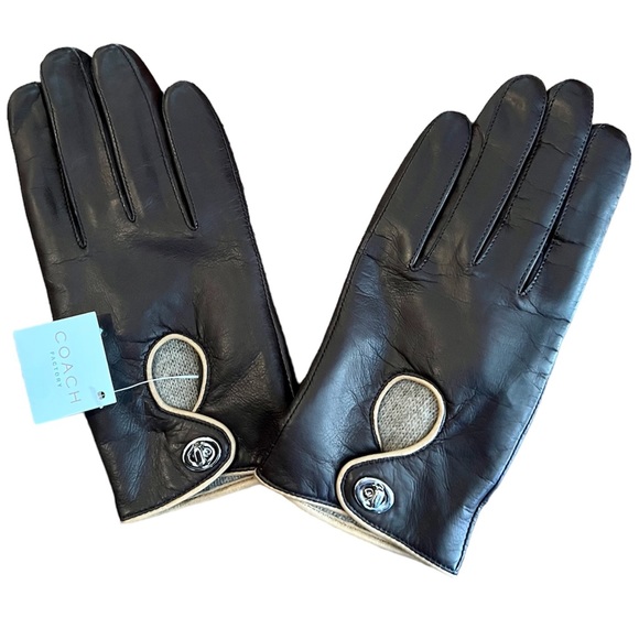 Coach Accessories - COACH Leather/Cashmere Turnlock Driving Gloves NWT